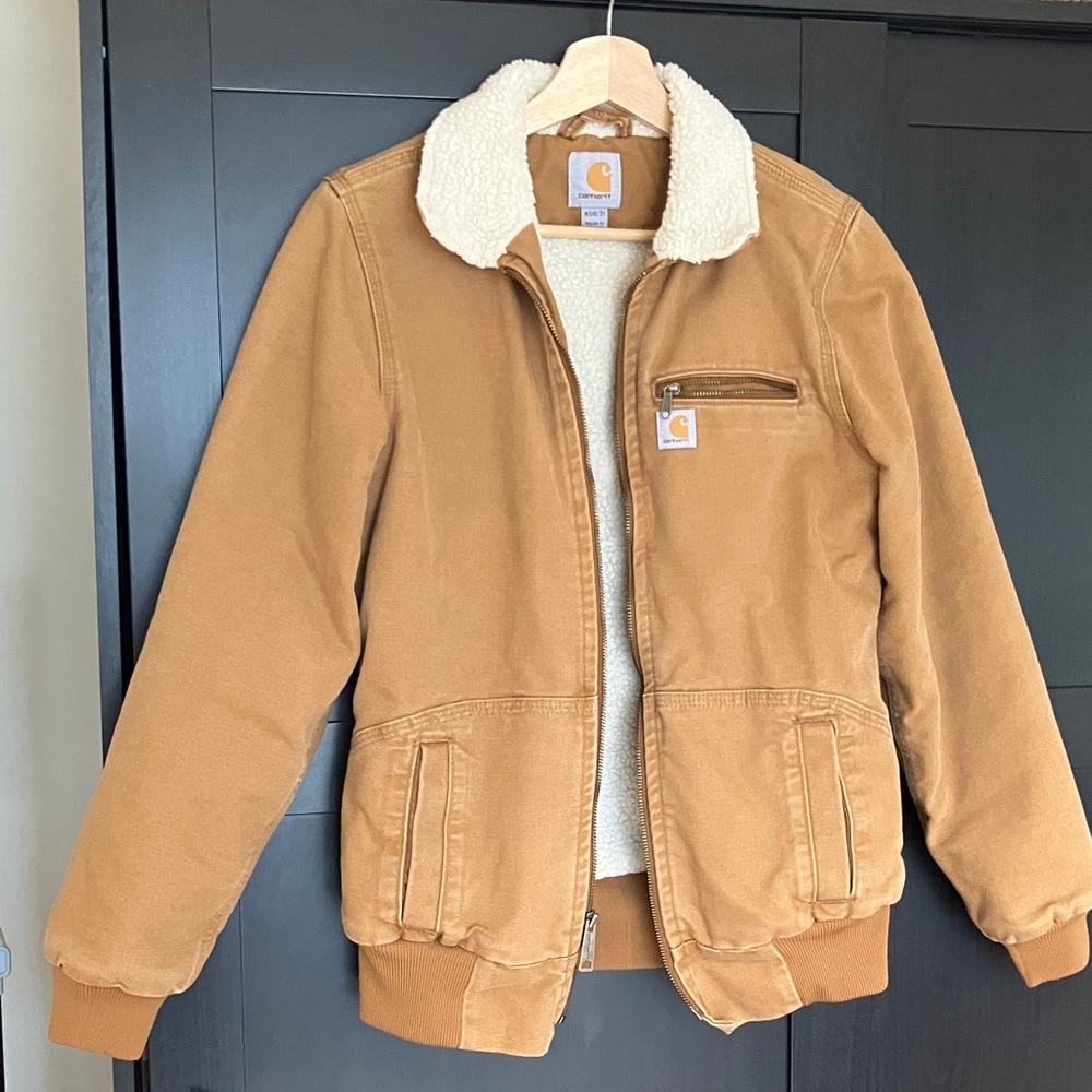 Carhartt Tan Sherpa-Lined Work Jacket